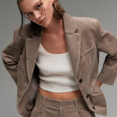 The Corduroy Way-High® Drape Pant | Taupe Grey
