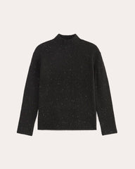 The Mockneck Sweater in Plush Cotton | Black Confetti