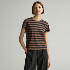 The Box-Cut Tee in Essential Cotton | Chocolate Brown / Black | No Pocket