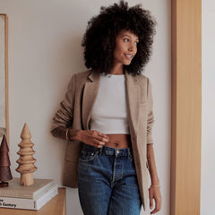 The Pima Micro-Rib Cropped Long-Sleeve Crew | White