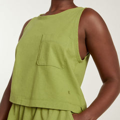 The Premium Weight Cropped Pocket Tank | Pepper