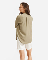 The Washable Silk Relaxed Shirt | Covert Green