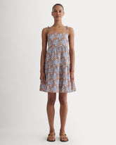 The Gauze Mini Tiered Dress | Soft Cobalt Floral