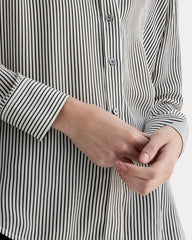 The Must-Have Shirt in Washable Silk | Black Micro Stripe