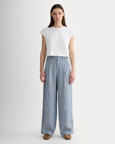 The Linen Way-High® Drape Pant | White / Blue
