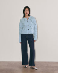 The Pointelle Cardigan in Cloud | Chambray Blue