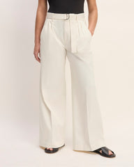 The Pleated Wide-Leg Chino | Bone