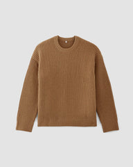 The Oversized Crew in Luxe Merino | Deep Camel