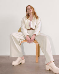 The Draper Pleated Pant in Buttersmooth | Sandstone | 32" Inseam
