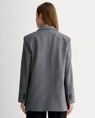 The Oversized Blazer in Wool | Grey Herringbone