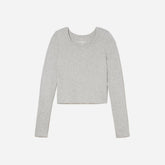The Pima Micro-Rib Cropped Long-Sleeve Crew | Heathered Grey