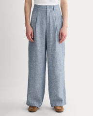 The Linen Way-High® Drape Pant | White / Blue