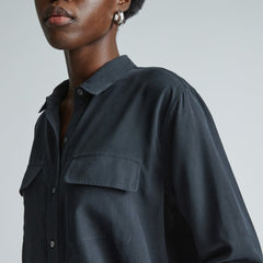 The Washable Silk Relaxed Shirt | Washed Black