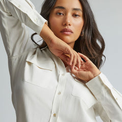 The Washable Silk Relaxed Shirt | Bone