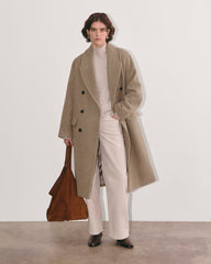 The Double-Breasted Coat in Wool | Heather Taupe