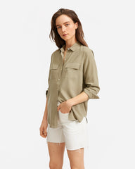 The Washable Silk Relaxed Shirt | Covert Green