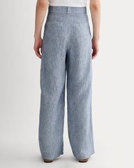The Linen Way-High® Drape Pant | White / Blue