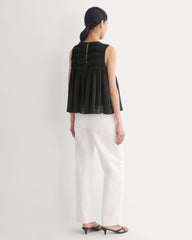 Twisted Pleat Tank in Silk Georgette | Black