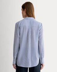 The Must-Have Shirt in Washable Silk | Blue / White