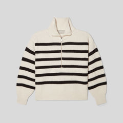 The Half-Zip Sweater in Luxe Merino | Bone / Black