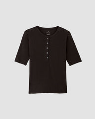The Vintage Rib Henley | Black