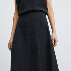 The City Stripe Midi Skirt | Black