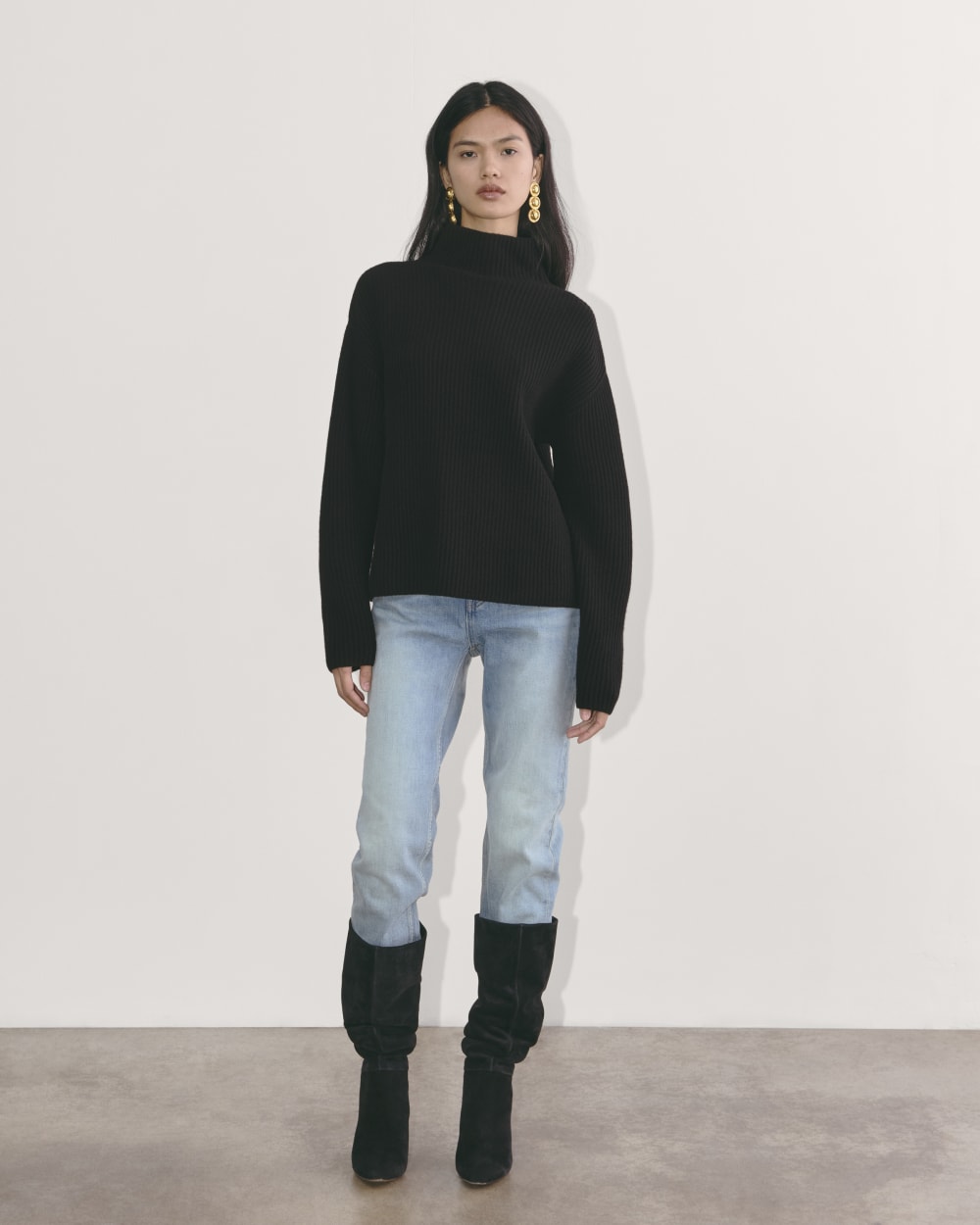 The Fisherman Turtleneck in Wool Cashmere | Black