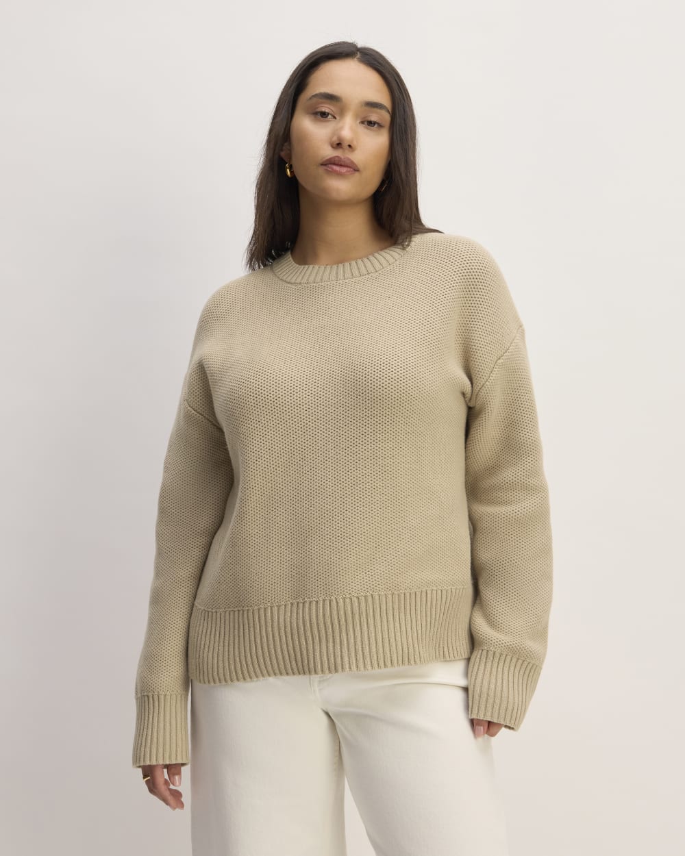 The Cotton Honeycomb Square Crew | Trench Coat Khaki