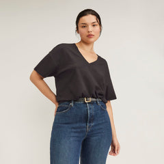 The Organic Cotton Slouchy V-Neck | Vintage Black