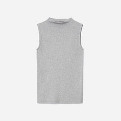 The Pima Micro-Rib Funnel-Neck Tank |  Heathered Grey