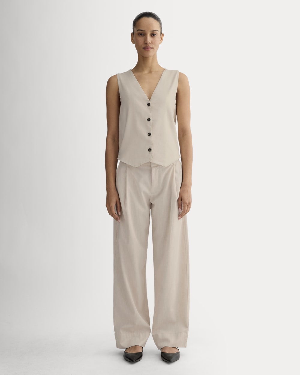 The Vest in Stretch Linen | Birch