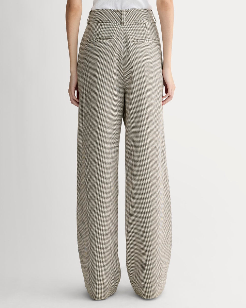 The Draper Pleated Pant in Buttersmooth | Deep Taupe Mini Gingham  | 32" Inseam