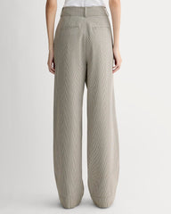 The Draper Pleated Pant in Buttersmooth | Deep Taupe Mini Gingham  | 30" Inseam