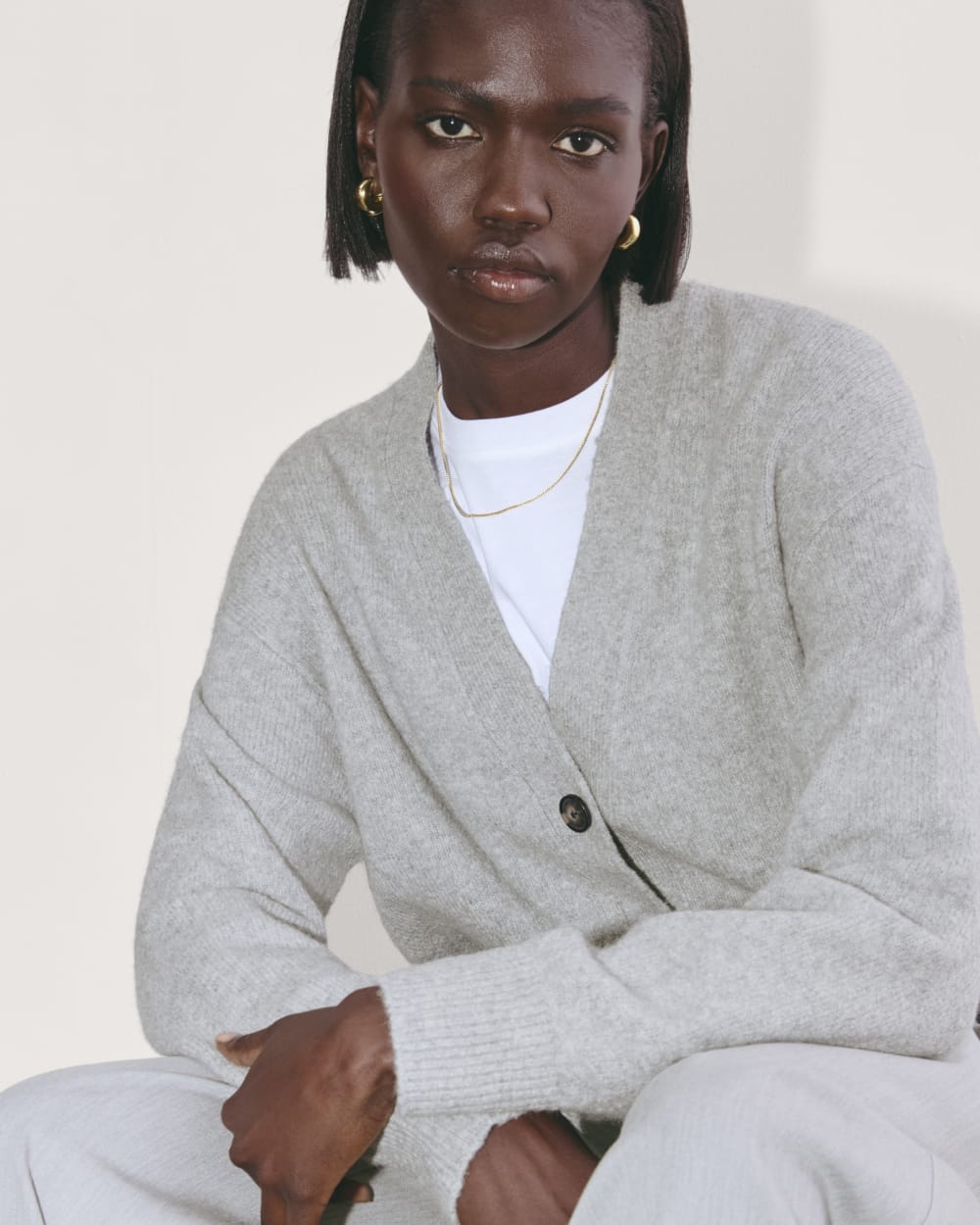 The Cocoon Cardigan in Plush Cotton | Heathered Grey
