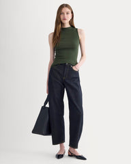 The Luxe Rib Funnel-Neck Tank | Dark Forest