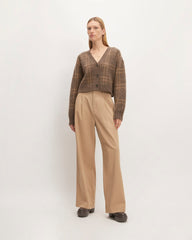 The Alpaca V-Neck Cropped Cardigan | Cocoa / Tiger's Eye