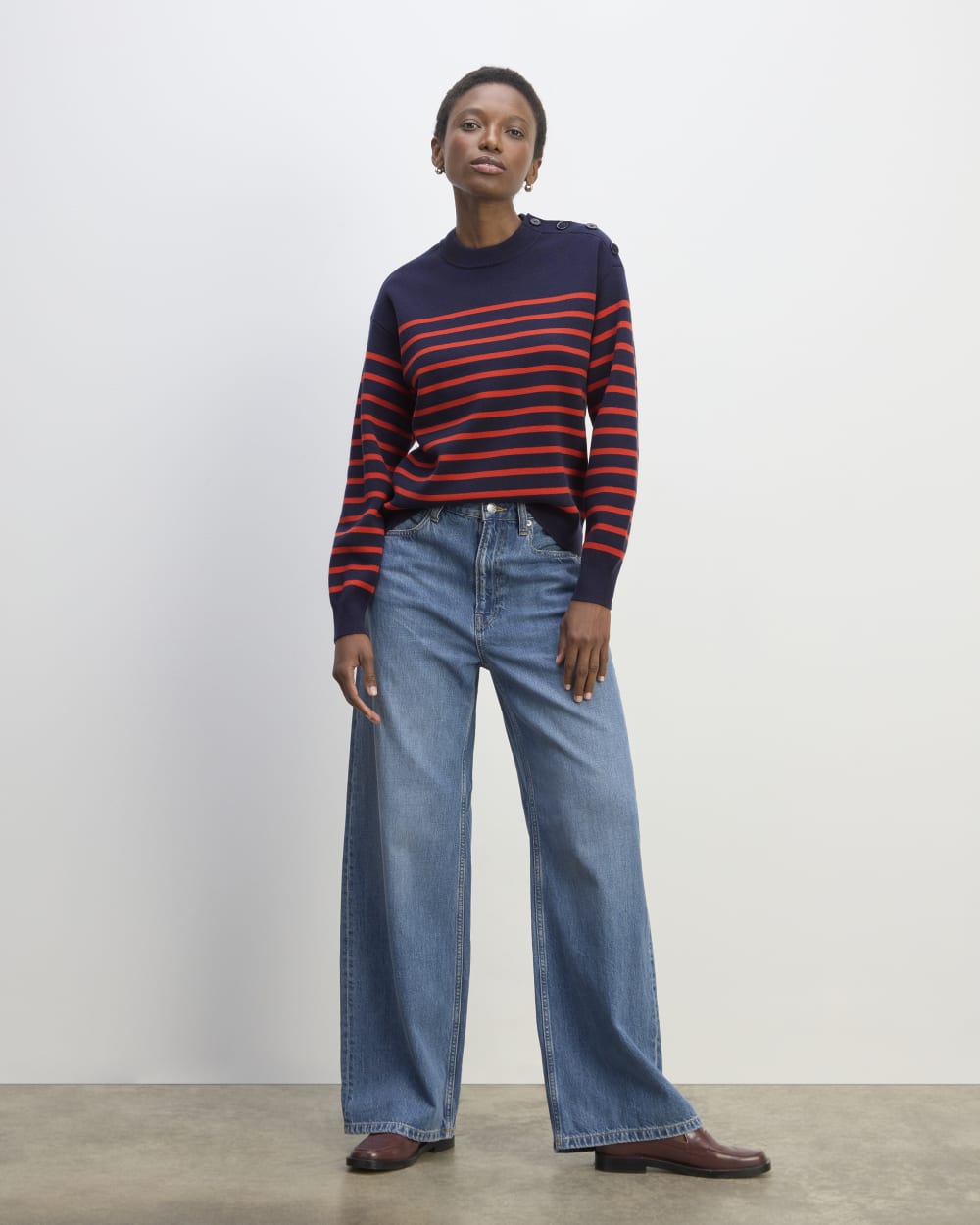 The Mariner Crew Sweater | Navy / Poppy Red