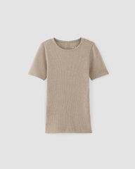 The Luxe Rib Crew | Heathered Tan