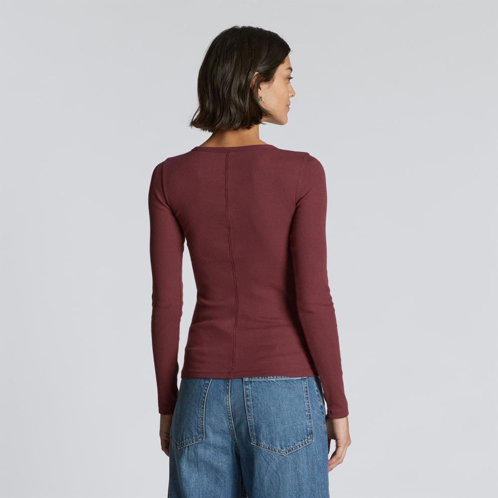 The Pima Micro-Rib Long-Sleeve Crew | Brandy