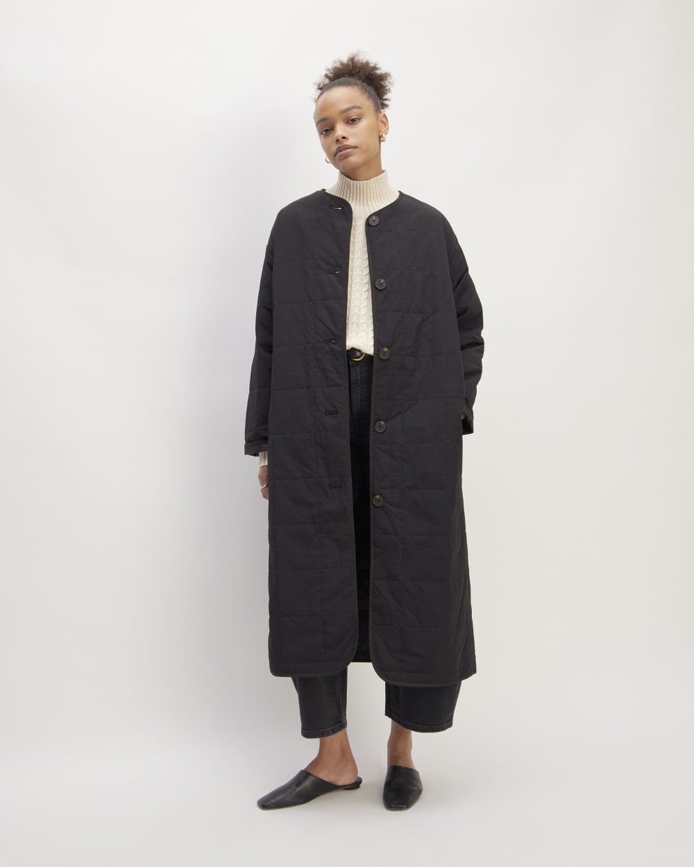The ReNew Quilted Long Liner | Black