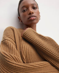 The Oversized Crew in Luxe Merino | Deep Camel