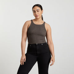 The Pima Micro-Rib Short Tank | Heathered Fatigue