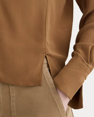 The V-Neck Blouse in Washable Silk | Toffee