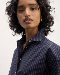 The Supima® Cotton Boyfriend Shirt | Navy / White