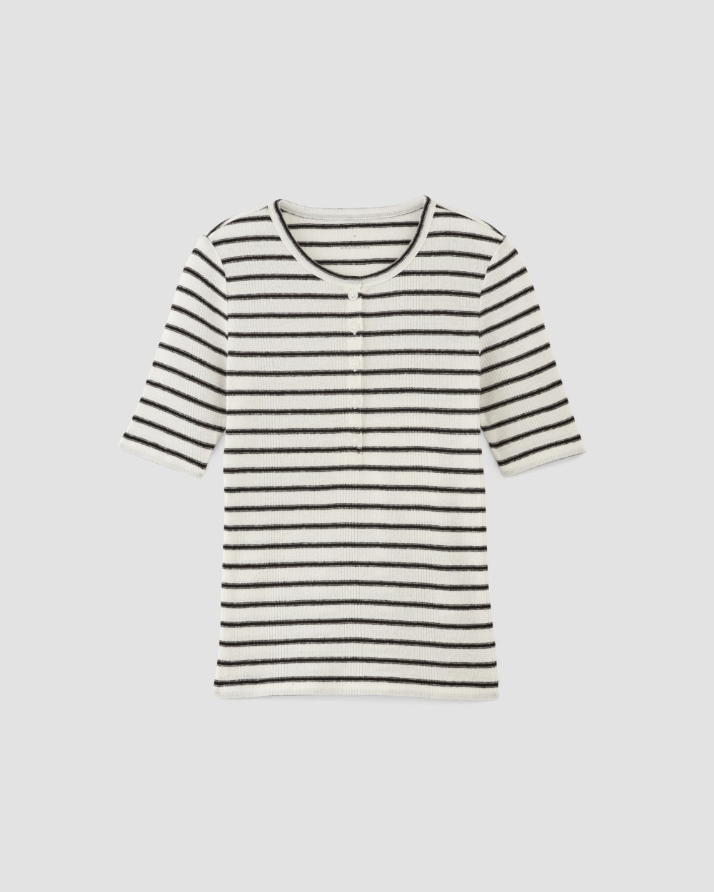 The Vintage Rib Henley | Bone / Black