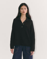 The Cocoon Henley in Wool Cashmere | Black