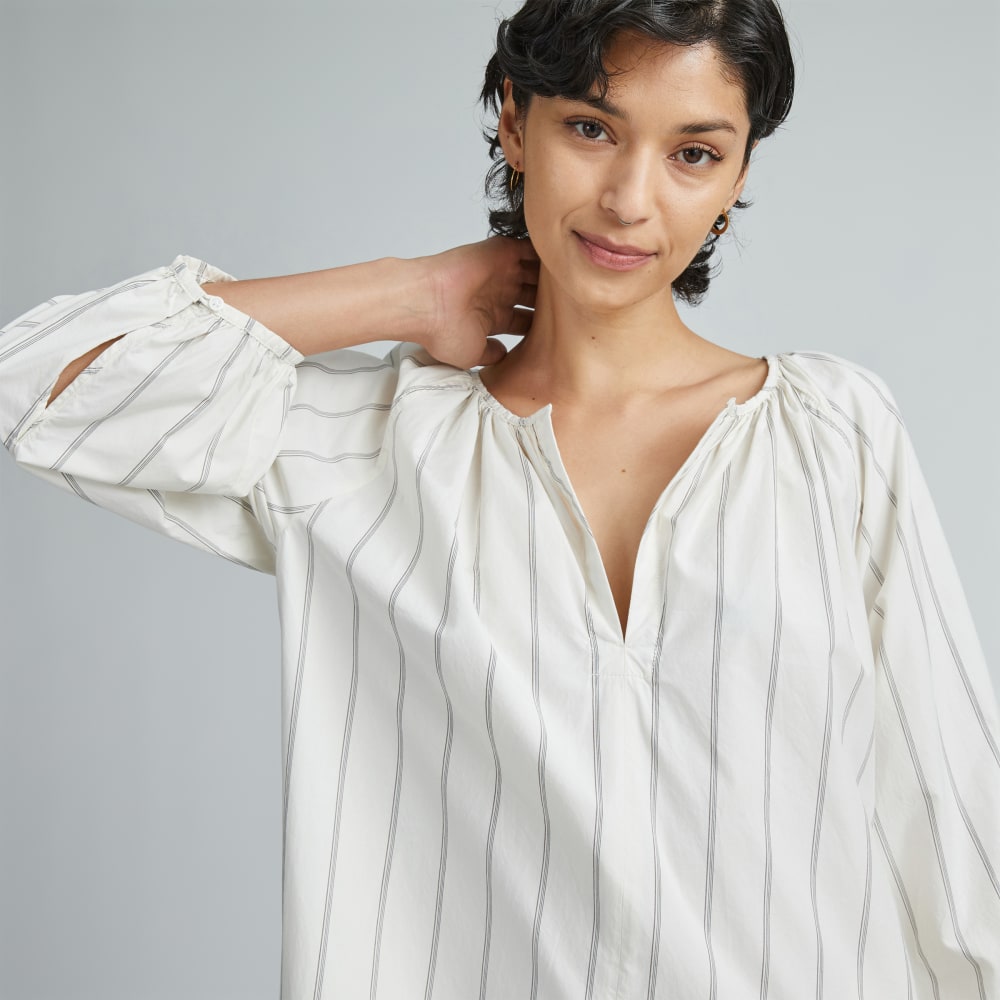 The Raglan Sleeve Poplin Dress | Black / Canvas Tan