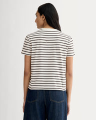 The Box-Cut Tee in Essential Cotton | Bone / Black | No Pocket