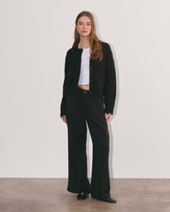 The Pointelle Cardigan in Cloud | Black