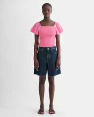 The Gauze Smocked Top | Deep Pink